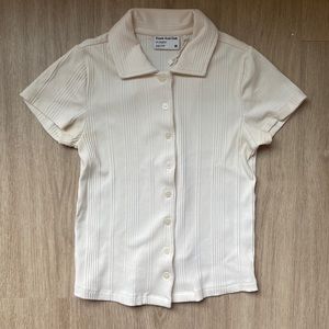 The Slim Fit Button-Up T-Shirt in Beige- Frank & Oak